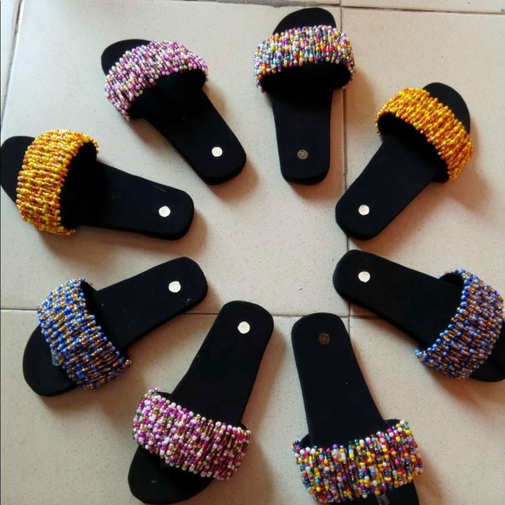 Hand beaded slippers